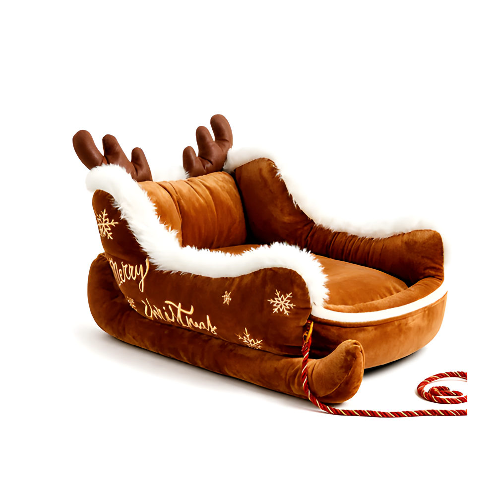 Cozy Christmas Sleigh Cat Bed