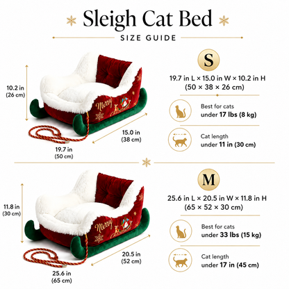 Cozy Christmas Sleigh Cat Bed