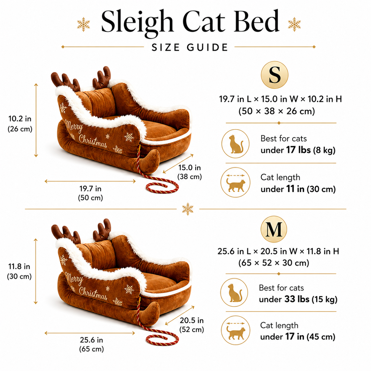 Cozy Christmas Sleigh Cat Bed
