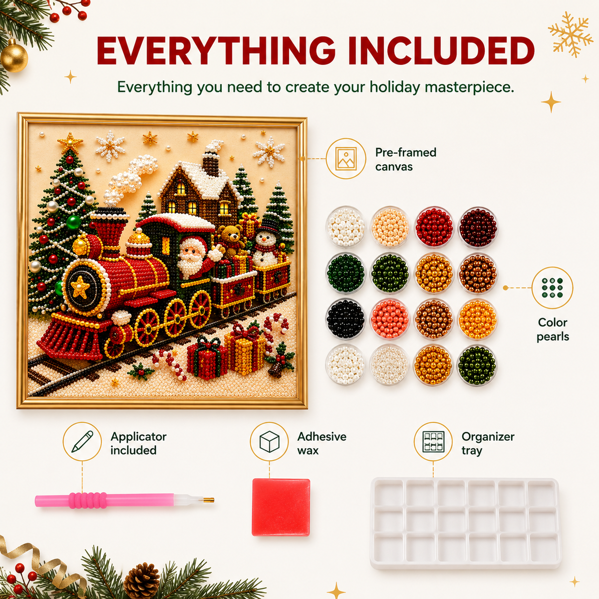 3D Christmas Train Pearl Art Kit