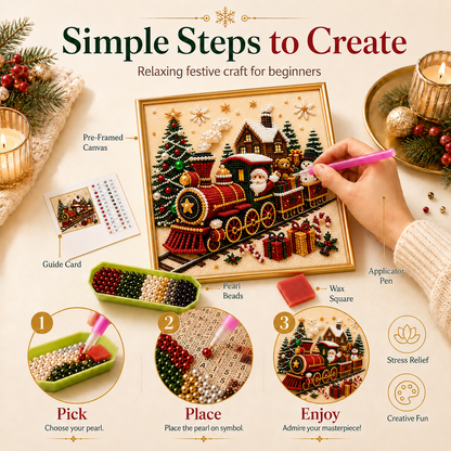 3D Christmas Train Pearl Art Kit