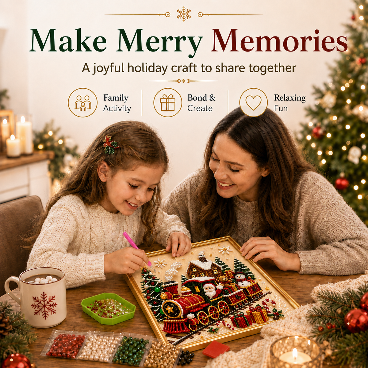 3D Christmas Train Pearl Art Kit
