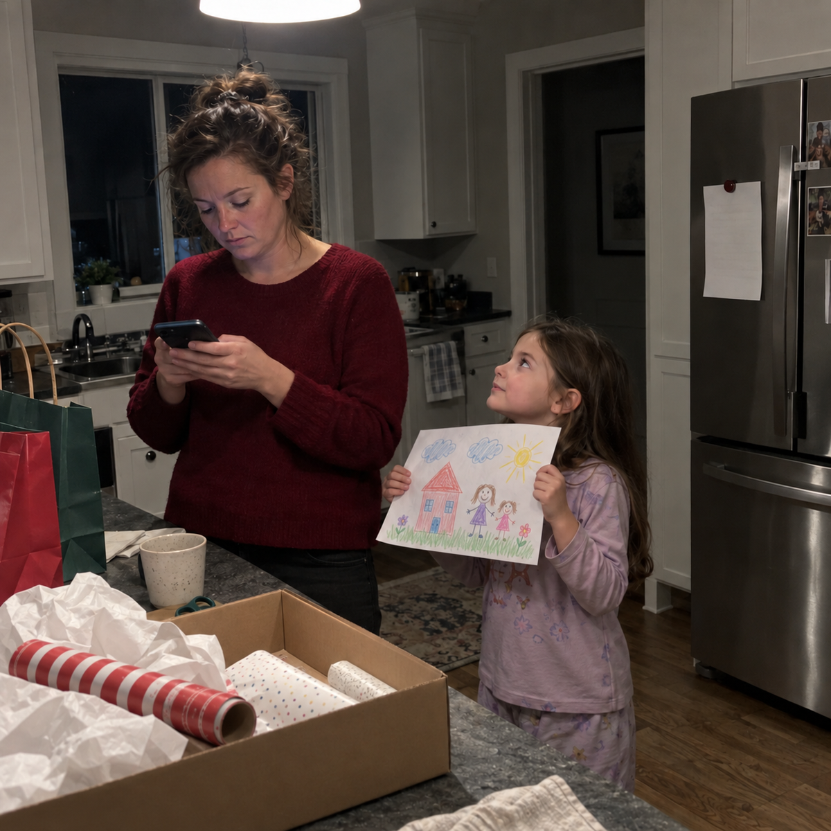 Busy December family moment
